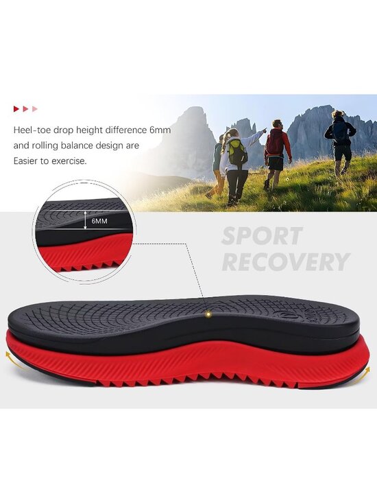 Men\'s Red Arch Support Mesh Athletic Thick Rubber Soles Hiking Sandal Shoes
